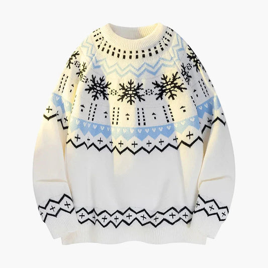 Women's winter sweater with snowflake pattern – Scandinavian knit sweater for cold days