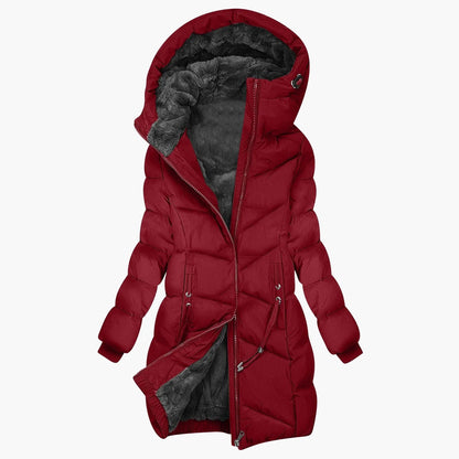 Women's Winter Quilted Coat Long with Hood – Fashionable Windproof Parka for Everyday & Outdoor