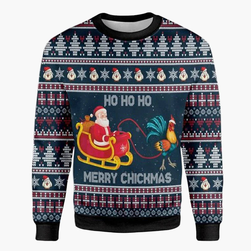 Herren Ugly Christmas Sweater Biker Style – Lustiger Weihnachts-Pullover mit Santa auf Motorrad