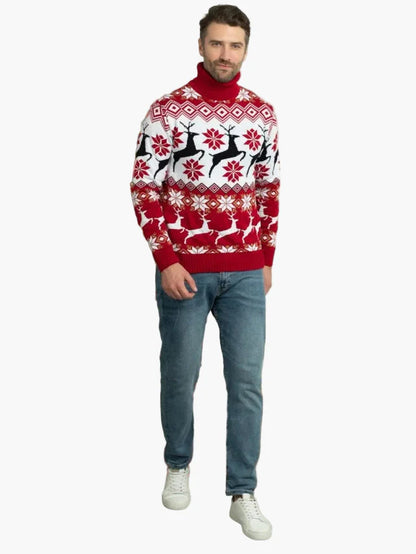 Women's Christmas Sweater with Reindeer and Snowflake Pattern – Fashionable Winter Sweater for Festive Occasions