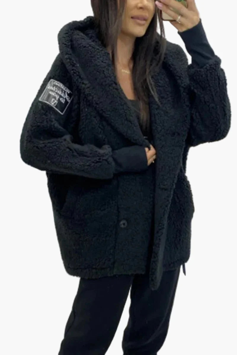 Women's Oversize Fleece Coat with Hood – Cozy Winter Street Style