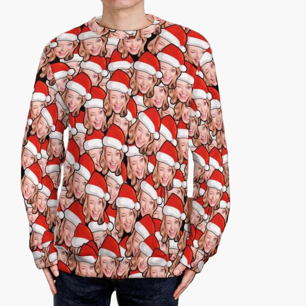 Unisex Ugly Christmas Sweater mit Foto-Print – Lustiger Weihnachts-Pullover für Familie & Freunde