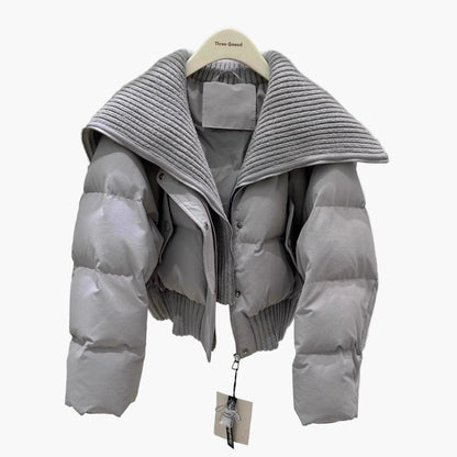 Women's Short Quilted Jacket with Large Collar – Fashionable Winter Jacket for Everyday and Leisure Use