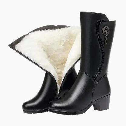 Damen Winter Stiefeletten mit Absatz und Schnürung – Warm Gefütterte Fashion Boots