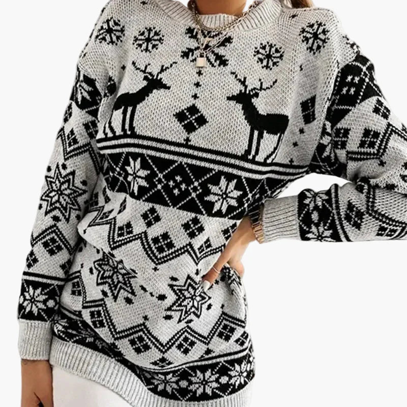 Women's Sweater Christmas Motif Reindeer Norwegian Style – Fashionable Winter Sweater for Leisure & Festive Occasions