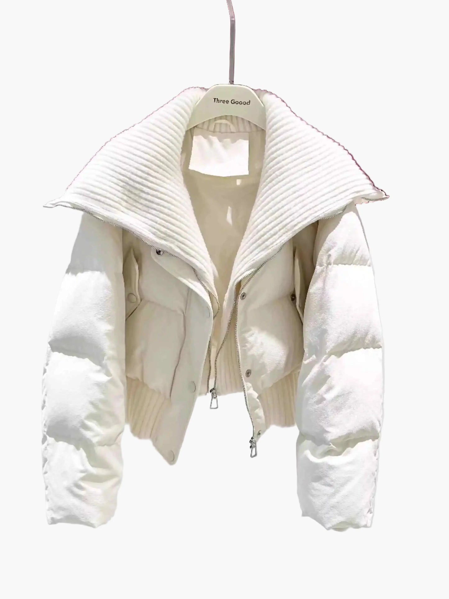 Women's Short Quilted Jacket with Large Collar – Fashionable Winter Jacket for Everyday and Leisure Use