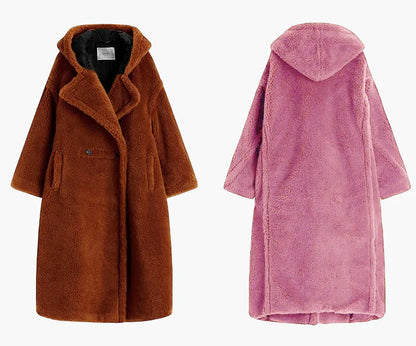 Women's Oversize Teddy Coat with Hood – Urban Winter Style, Casual Outdoor Jacket
