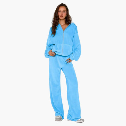 Women's Two-Piece Casual Outfit with Hoodie – Trendy Lounge Set in Oversize Style