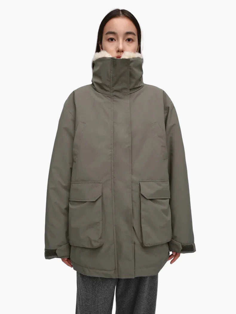 Damen Winter Parka mit Teddykragen – Modischer Oversize Mantel für kalte Tage