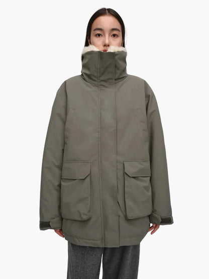 Damen Winter Parka mit Teddykragen – Modischer Oversize Mantel für kalte Tage