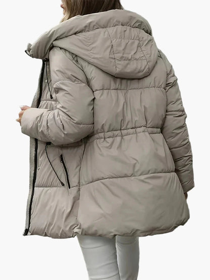 Women's winter quilted jacket with hood, fashionable, warm and versatile for leisure and everyday use