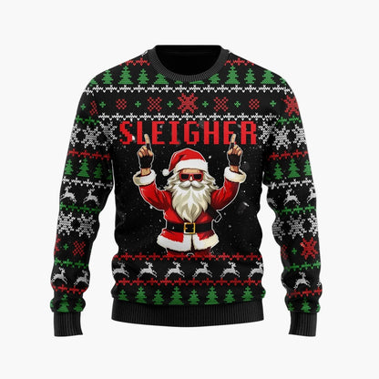 Herren Weihnachtspullover Lustig – Ugly Christmas Sweater mit Santa-Motiv und Spruch