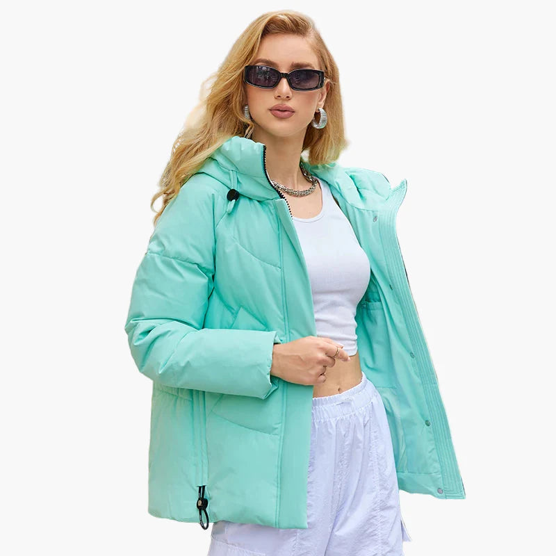 Women's winter quilted jacket with hood – fashionable outdoor jacket for everyday and leisure