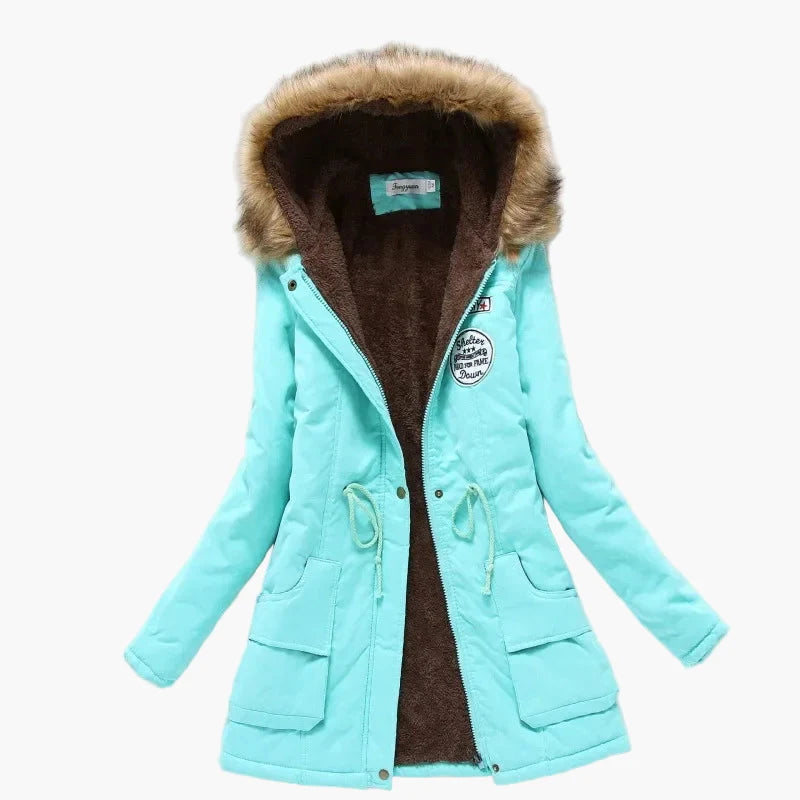 Women's winter parka with hood and fleece lining – fashionable coat for cold days