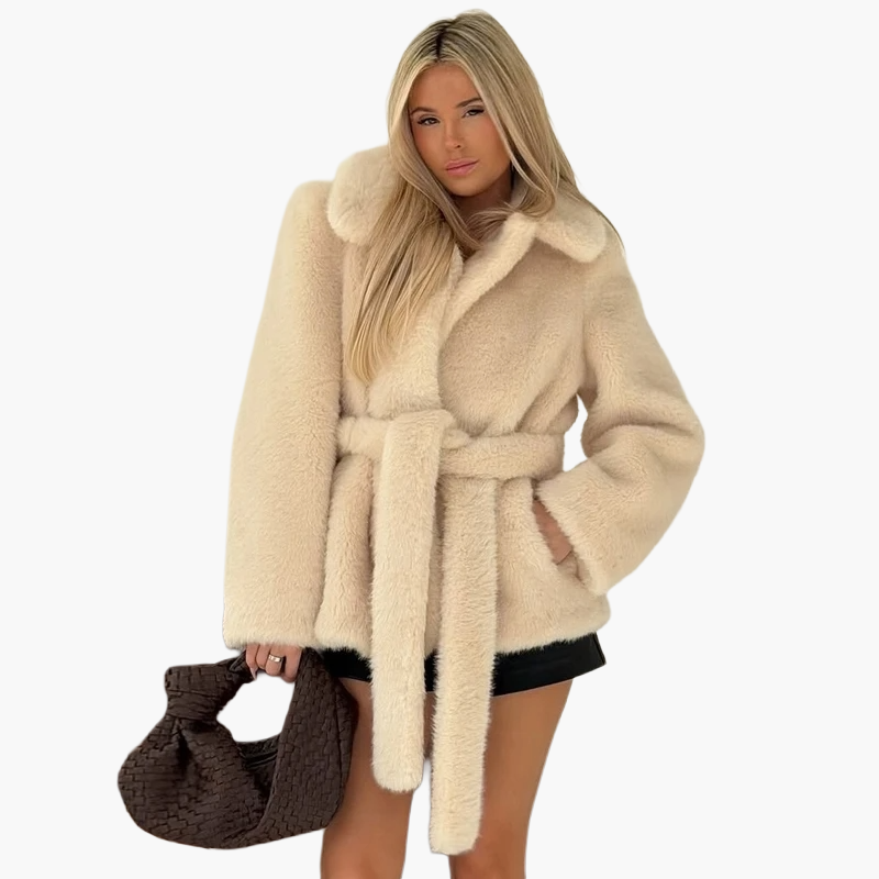 Damen Luxus-Kurzmantel mit Gürtel – Eleganter Alltags- und Anlass-Look