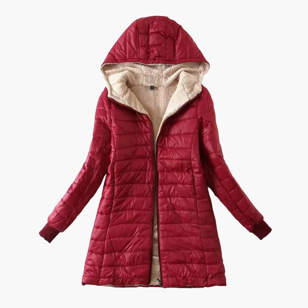 Women's quilted coat with hood – Elegant winter coat for everyday and leisure use