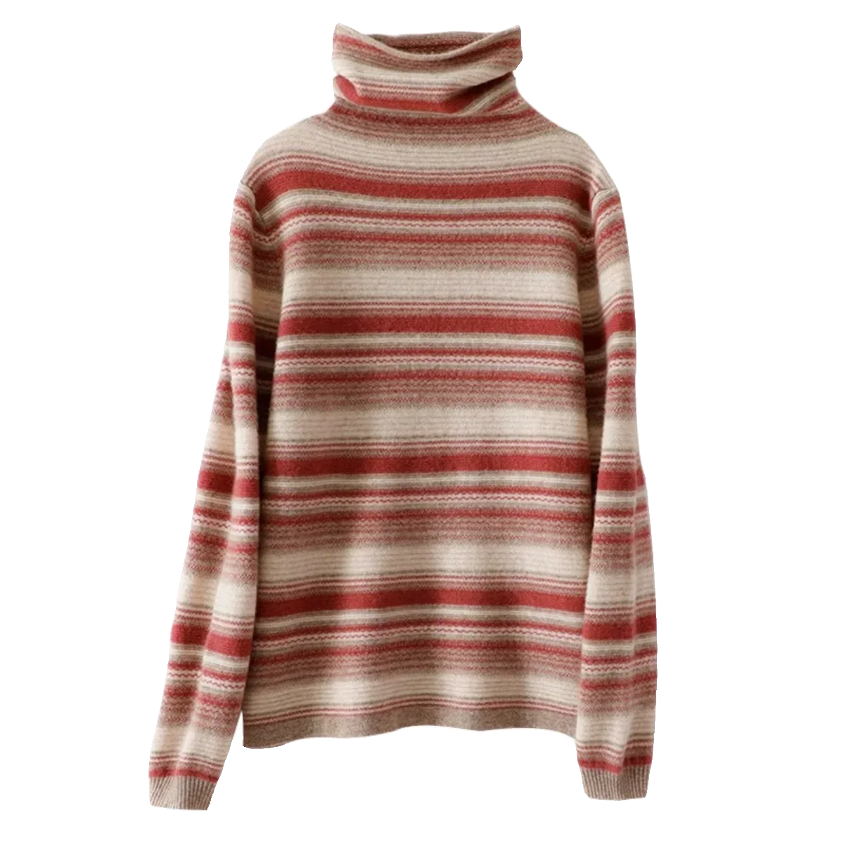 Women's turtleneck sweater with stripes – fashionable casual sweater for autumn and winter