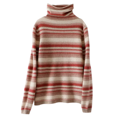 Women's turtleneck sweater with stripes – fashionable casual sweater for autumn and winter