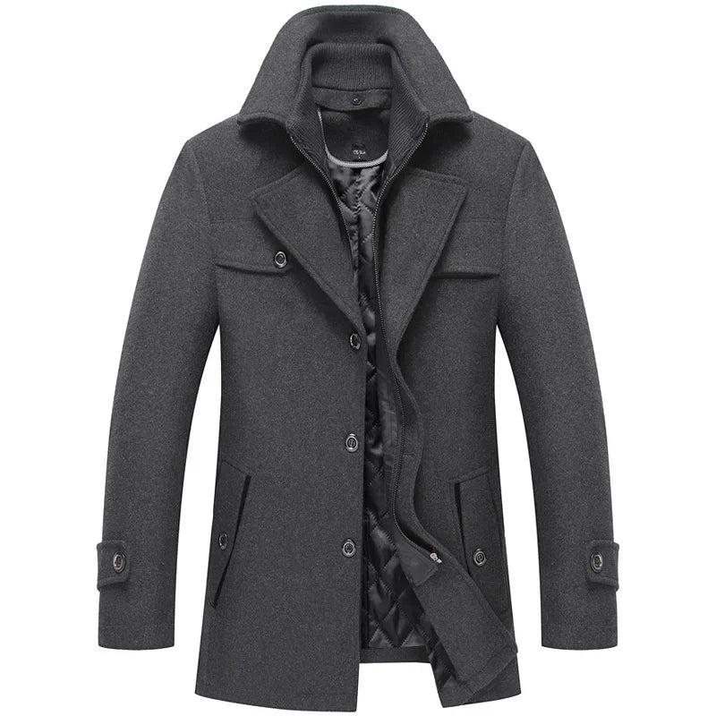 Herren Wintermantel Klassisch Modern – Eleganter Freizeit- und Businessmantel mit Stehkragen