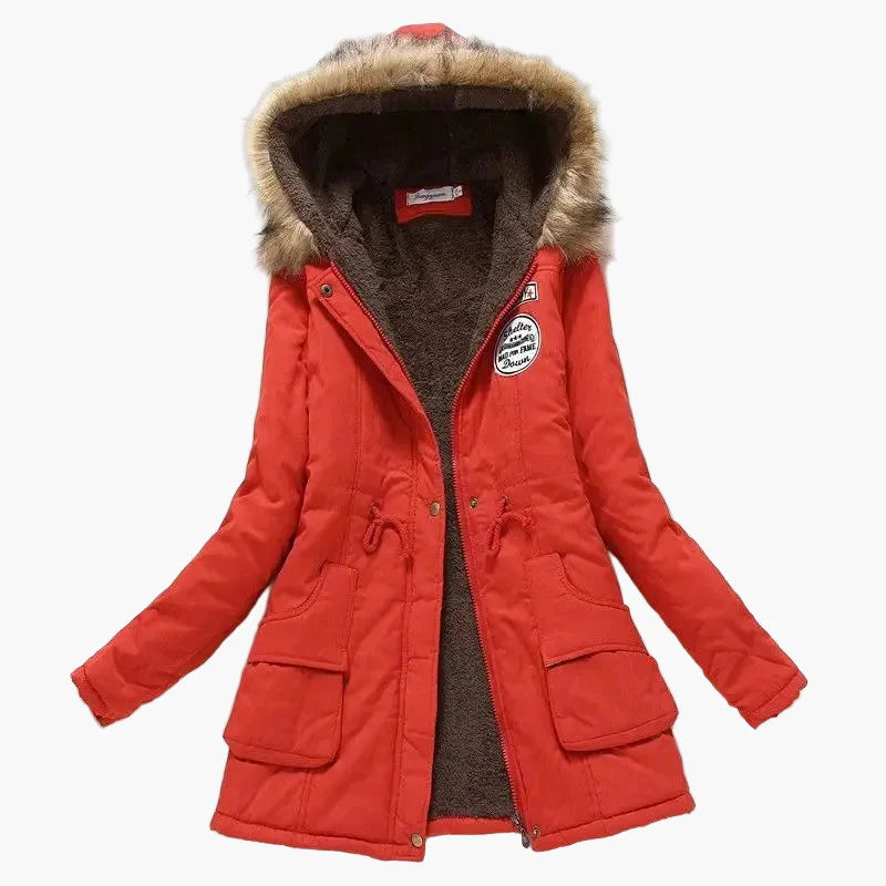 Women's winter parka with hood and fleece lining – fashionable coat for cold days