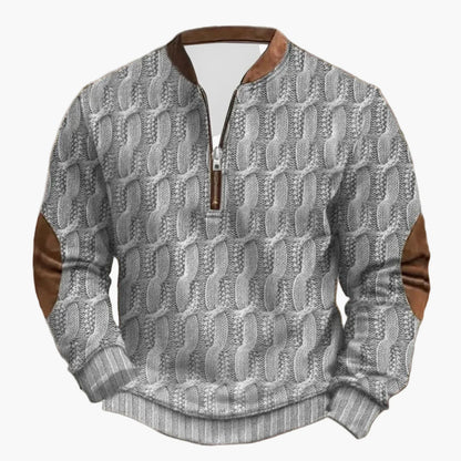 Herren Outdoor Freizeitpullover mit Stehkragen und Reißverschluss – Moderner Strick-Look