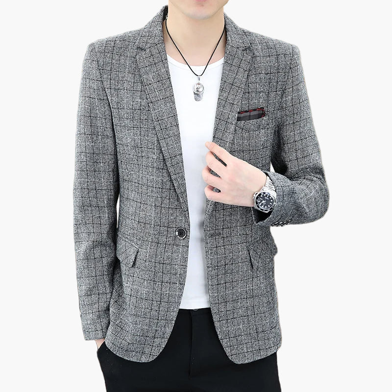 Men's Blazer Modern Checked – Elegant Business & Casual Jacket