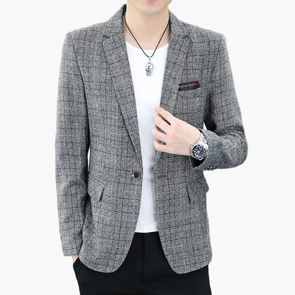 Men's Blazer Modern Checked – Elegant Business & Casual Jacket