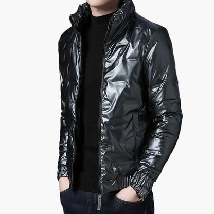 Men's Shiny Lightweight Bomber Jacket Modern Streetwear Style – Perfect for Everyday and Leisure