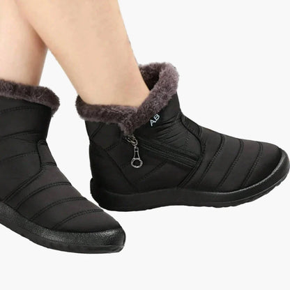 Women's winter boots with warm lining and zipper – Comfortable, non-slip outdoor shoes for cold days