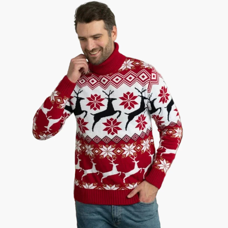 Women's Christmas Sweater with Reindeer and Snowflake Pattern – Fashionable Winter Sweater for Festive Occasions