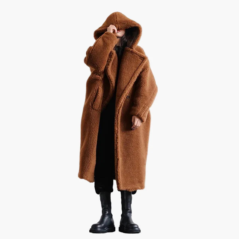 Women's Oversize Teddy Coat with Hood – Urban Winter Style, Casual Outdoor Jacket
