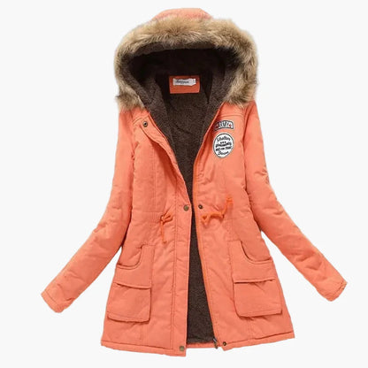Women's winter parka with hood and fleece lining – fashionable coat for cold days