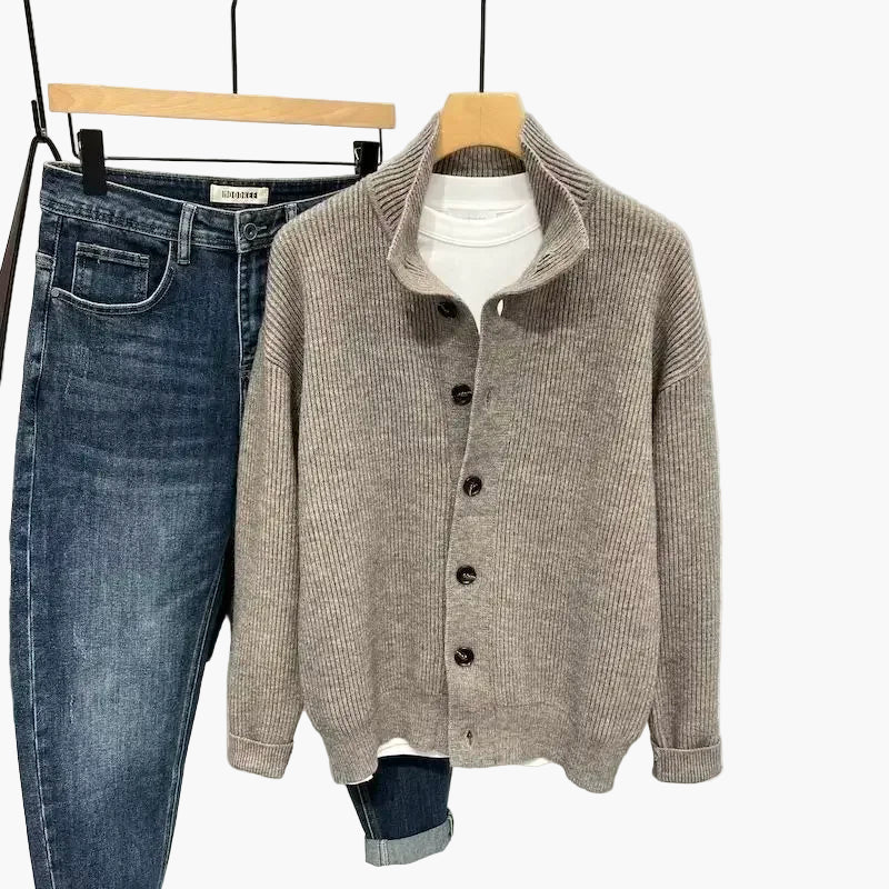 Men's knitted jacket in casual style – casual cardigan for everyday and office