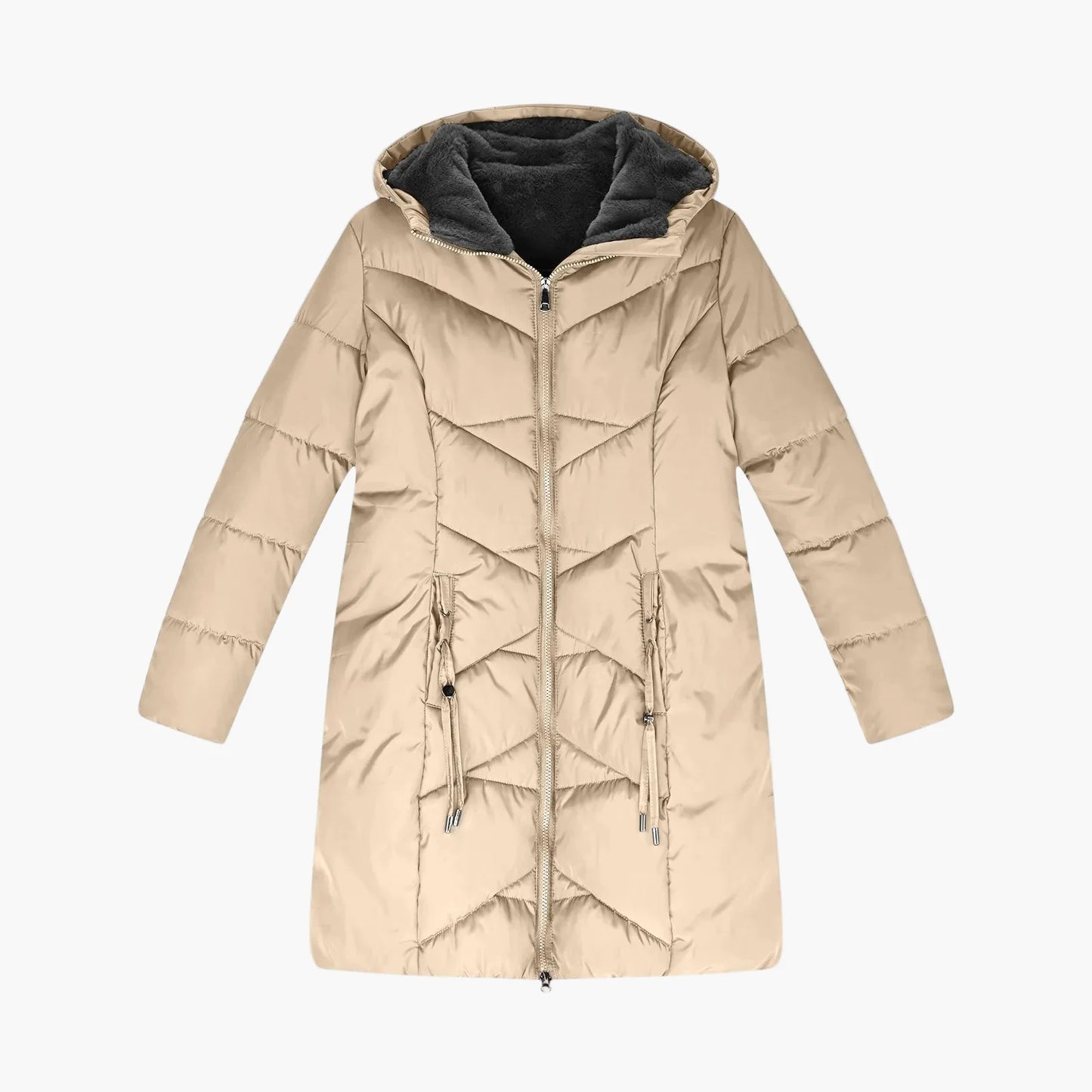 Women's Winter Quilted Coat Long with Hood – Fashionable Windproof Parka for Everyday & Outdoor