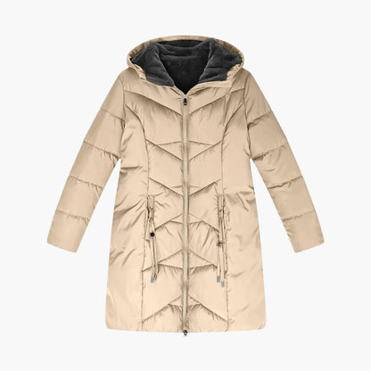 Women's Winter Quilted Coat Long with Hood – Fashionable Windproof Parka for Everyday & Outdoor