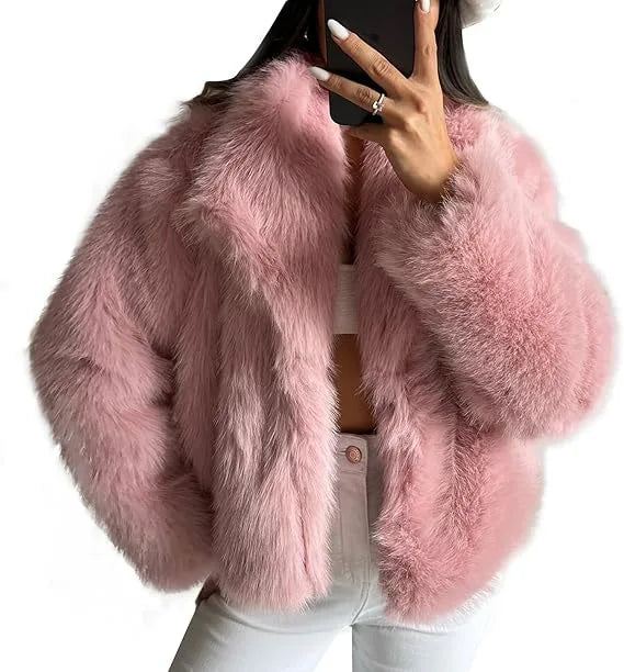 Women's Luxury Short Fur Jacket – Elegant Street Style for Winter