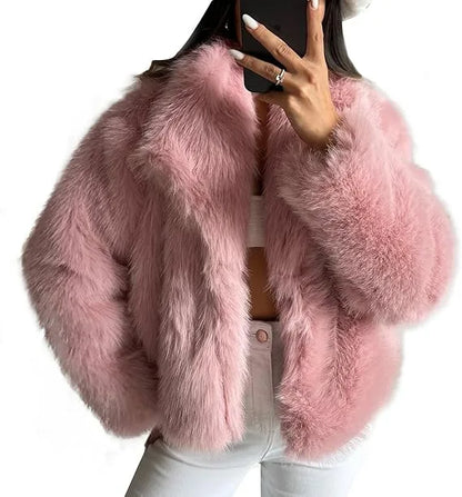 Women's Luxury Short Fur Jacket – Elegant Street Style for Winter