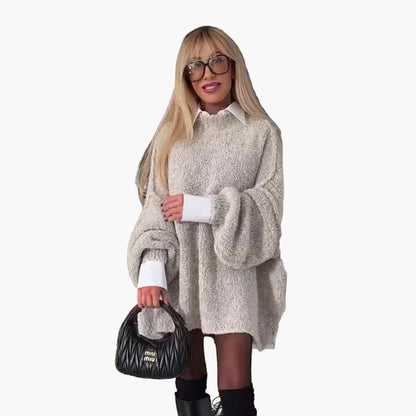 Women's oversized sweater dress with balloon sleeves – fashionable casual look for autumn & winter