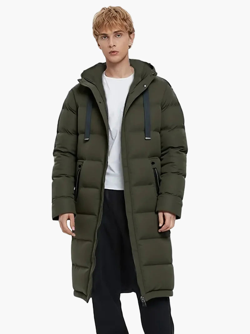Men's Winter Quilted Coat Long – Casual Parka for Everyday & Outdoor