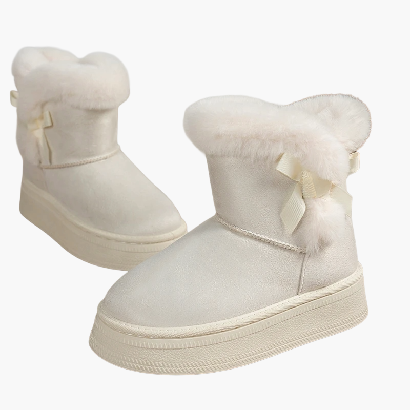 Damen Winter Stiefeletten mit Schleife, Warm Gefüttert, Modische Freizeit Boots