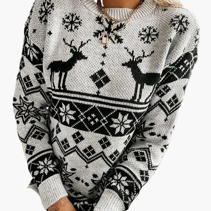 Women's Sweater Christmas Motif Reindeer Norwegian Style – Fashionable Winter Sweater for Leisure & Festive Occasions
