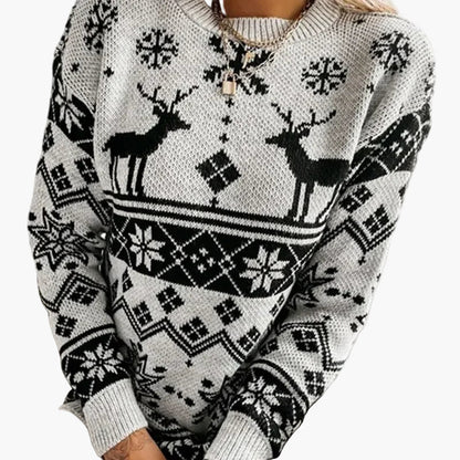 Women's Sweater Christmas Motif Reindeer Norwegian Style – Fashionable Winter Sweater for Leisure & Festive Occasions
