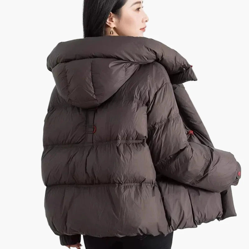 Damen Winter Steppjacke Oversize Stil mit Kapuze – Modische Freizeitjacke für kalte Tage