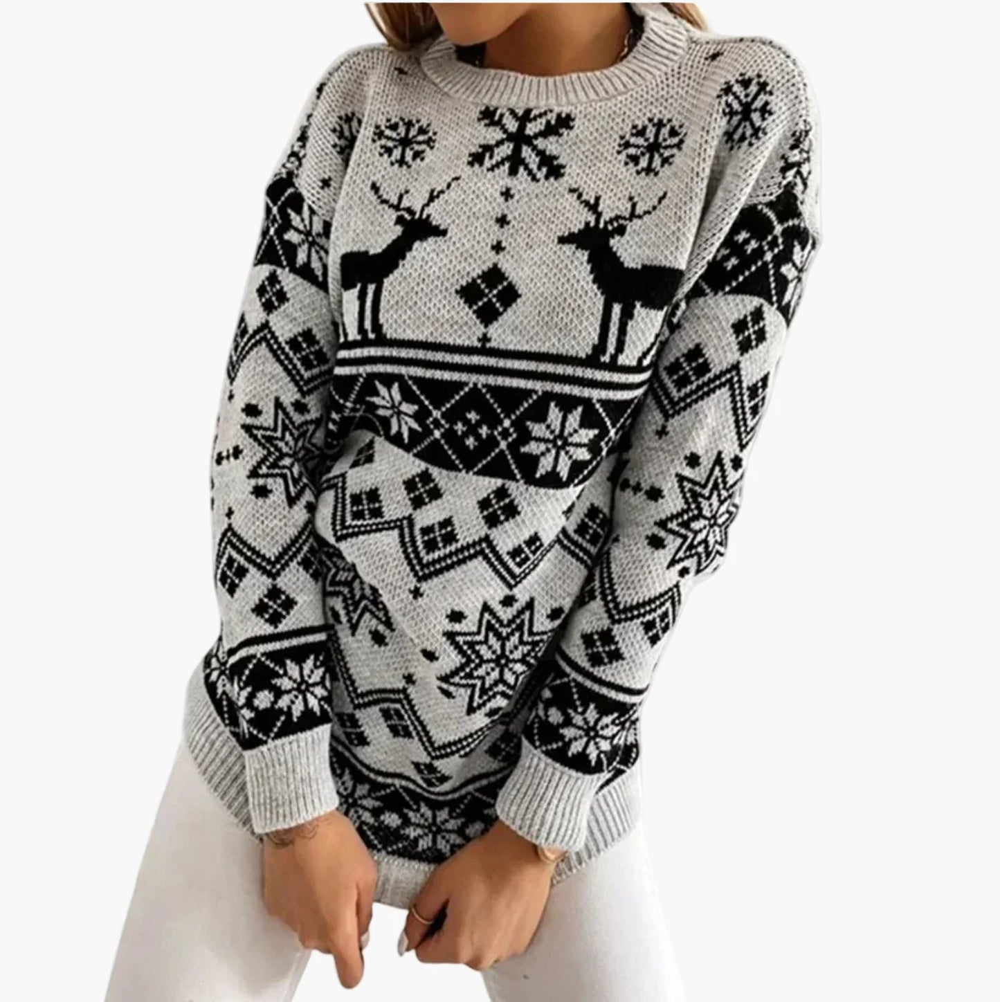 Women's Sweater Christmas Motif Reindeer Norwegian Style – Fashionable Winter Sweater for Leisure & Festive Occasions