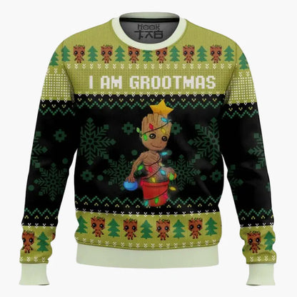 Unisex Weihnachtspullover mit Groot-Motiv – Lustiger „I Am Grootmas“ Ugly Christmas Sweater für Fans