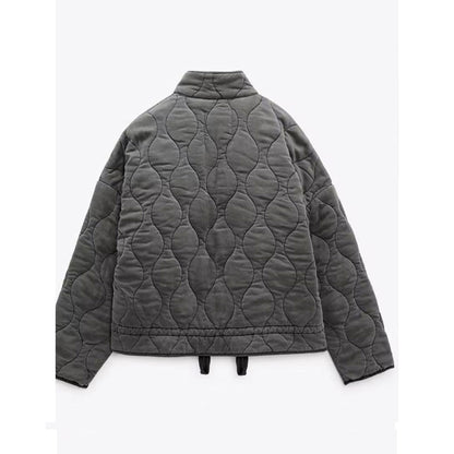 Women's Oversize Quilted Jacket with Pockets and Zipper – Fashionable Winter Jacket 2024