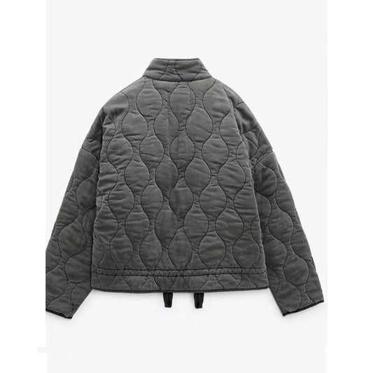 Women's Oversize Quilted Jacket with Pockets and Zipper – Fashionable Winter Jacket 2024