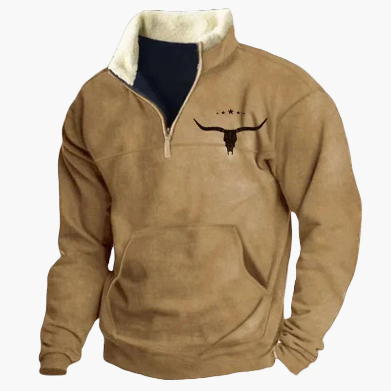 Herren Vintage Western Pullover mit Ethno-Muster – Outdoor & Freizeit