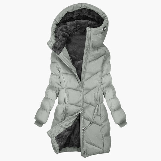 Women's Winter Quilted Coat Long with Hood – Fashionable Windproof Parka for Everyday & Outdoor
