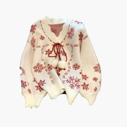 Women's Winter Cardigan with Snowflake Pattern – Festive Knit Sweater for Cozy Occasions